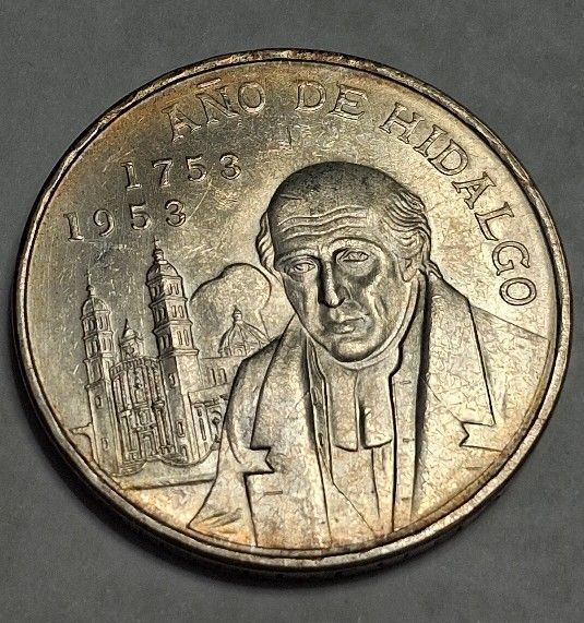 1953 Cinco Pesos Silver Coin – Año de Hidalgo