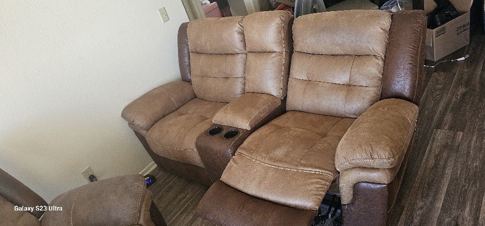 Beautiful Leather/suede Recliner Couches.