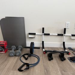🏋️ Complete Home Gym Equipment Set – Dumbbells, Pull-Up Bar, Mat, & More!