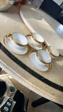 H1935 Vtg Mintons Gold Encrusted Rim Tea Cup Saucer Set Pattern H1935 