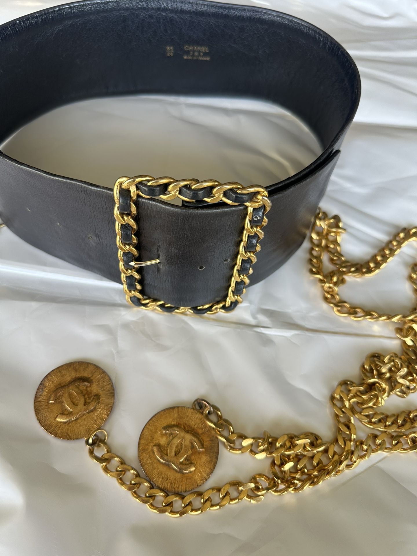 Chanel Leather Medallion Chain Belt