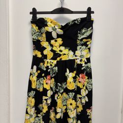 Derek Heart Black Floral Strapless Dress Size L