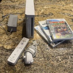 Nintendo Wii With Controller Nunchuck And 3 Games - Will Include Sensor And AV