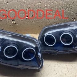 *WATERMARK + DAMAGED TAB* #OH74 FIT 2006-2009 Toyota 4Runner Black LED DRL Halogen Headlight Head Light Pair Set