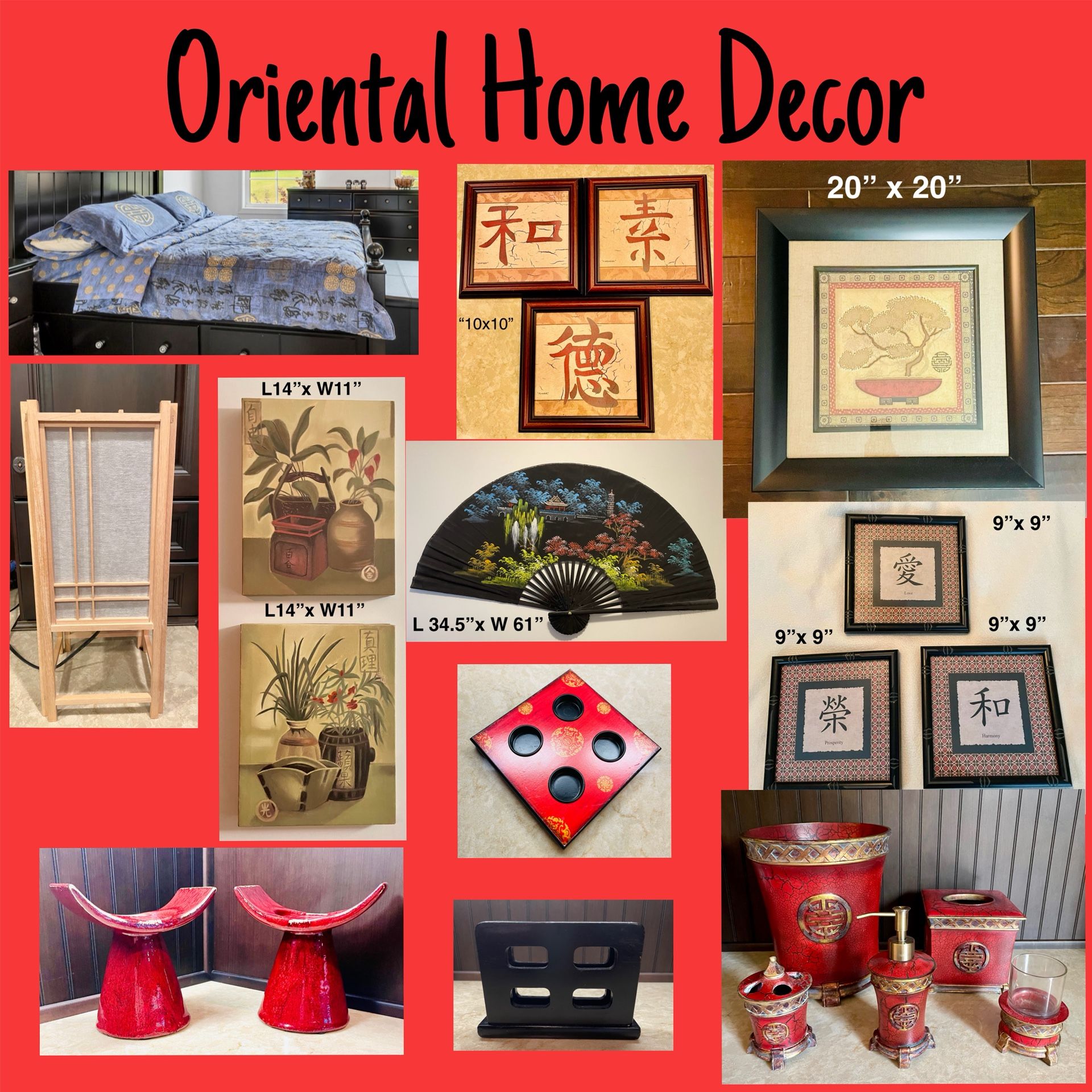 Assorted Oriental Decor Prices From $5 -$100