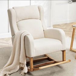 HOMYKA 27.3" Wide Rocking Chair for Nursery Room - YM-Beige