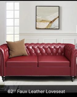 Red Leather Sofa