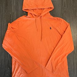 Mens Ralph Lauren Polo Orange Cotton  Light Sweater Casual Hoodie Sportswear 