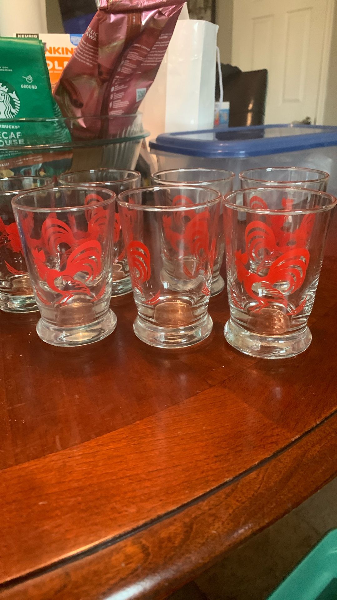Vintage Red Rooster Juice Glasses 7 Available