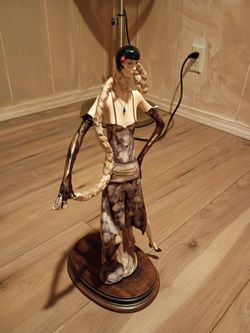 Art Deco Style Female Figurine on Wood Base