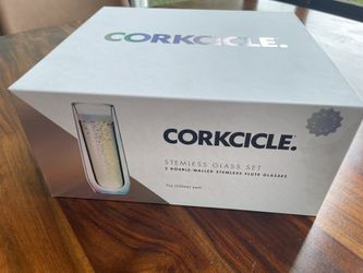 New.STEMLESS GLASS SET 2 DOUBLE WALLED STEMLESS FLUTE GLASSES CUP