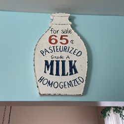 Large Farmhouse Kitchen Milk Sign Metal 