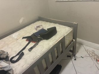 Gray Twin Bed Frame with Mattress