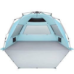 Oileus XX-Large Pop Up Beach Tent Sun Shelter for 5-6 Person Portable Sun Shade Instant Tent for Beach with Carrying Bag, Stakes, 6 Sand Pockets, Anti