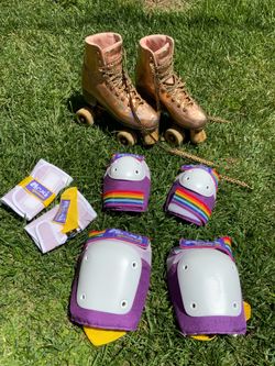 Impala roller skates and Moxi Pads