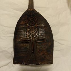 ANTIQUE  AFRICAN COPPER OVER WOOD SCULPTURE  LEGS MISSING CAN BE EASILY RESTORED