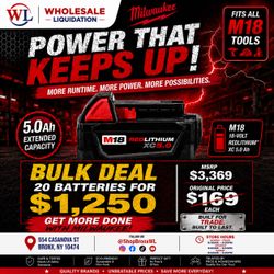 Milwaukee M18 RedLithium XC 5.0Ah Battery – 20 Pack