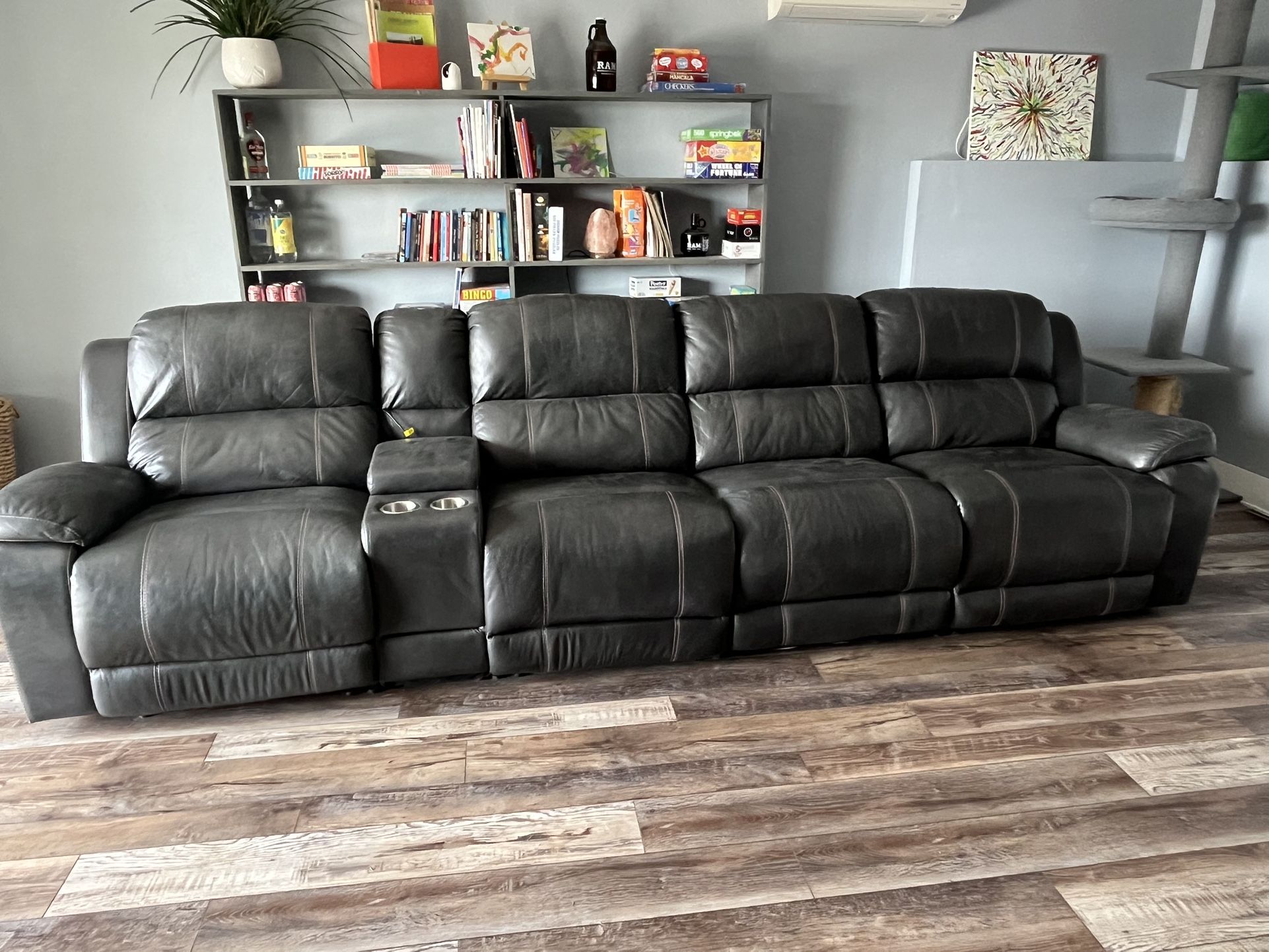 Leather Couch With 3 Recliners
