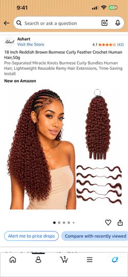 18” Reddish Brown Burmese Human Crochet Hair