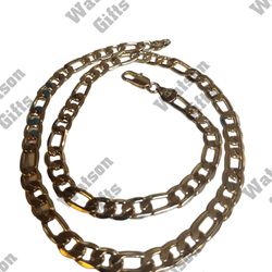 

18k Gold Layered Filled Stamped Figaro 22 Inch Chain 8mm 33.6 gm
