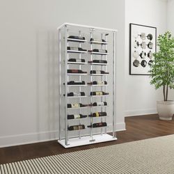 Tempered Glass Wine Storage LED Curio Cabinet Chrome