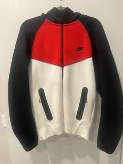 Nike Tech Fleece Full-Zip Hoodie Windrunner Jacket White/Red/Black FZ4709-100 Men’s Size Small NWT