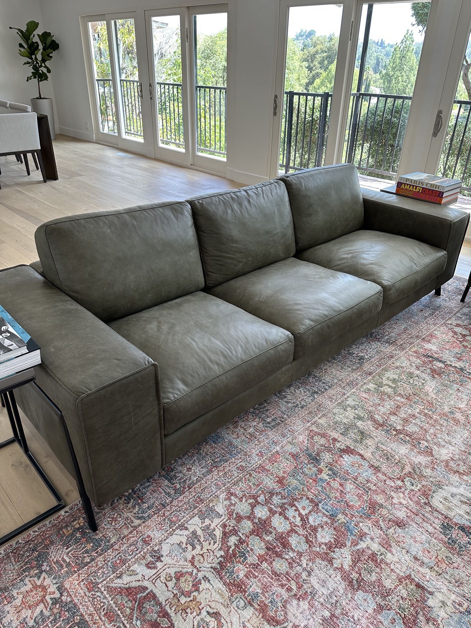 Scandinavian Designs Dean Leather Grand Sofa Olive