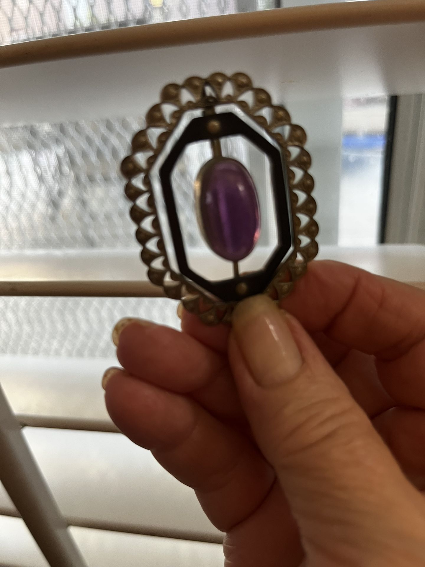 Beautiful Antique  Brooch. Perfect condition. Purple stone.