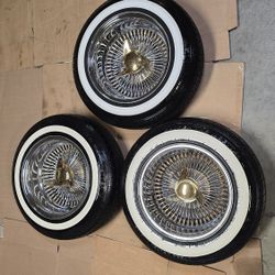 Lowrider Wire Spoke Wheels 14 Inch Crown Wire Wheels Whitewall Tires 3 Rims Only $trade Daytons Zenith Tru Classics Cragar Supreme Roadster Starwire 