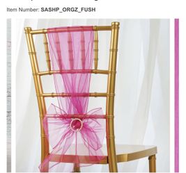 Wedding decor hot pint organza chairs sashes