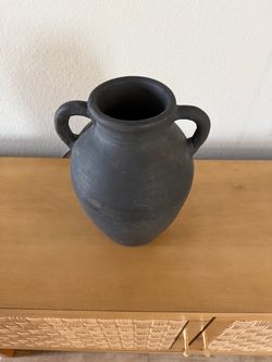 Black terracotta amphora vase