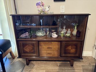 Mid Century Japanese  Glass Top Cabinet,  14 X 47 X 38  Tall .