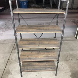 Brown Metal Bookcase Shelf 