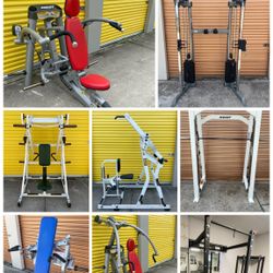 Gym Fitness Dumbbell Olympic Weight Plate Bars Power Squat Rack Bench Extension Chest Rower Rogue Treadmill Bike Functional Trainer