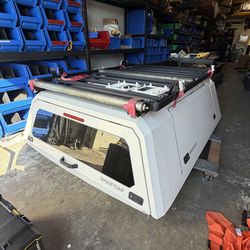 Used White Smart Cap W/ Roof Rack 2001-2026 F150 6.5ft Bed & Used DECKED Tuck Bed Storage System