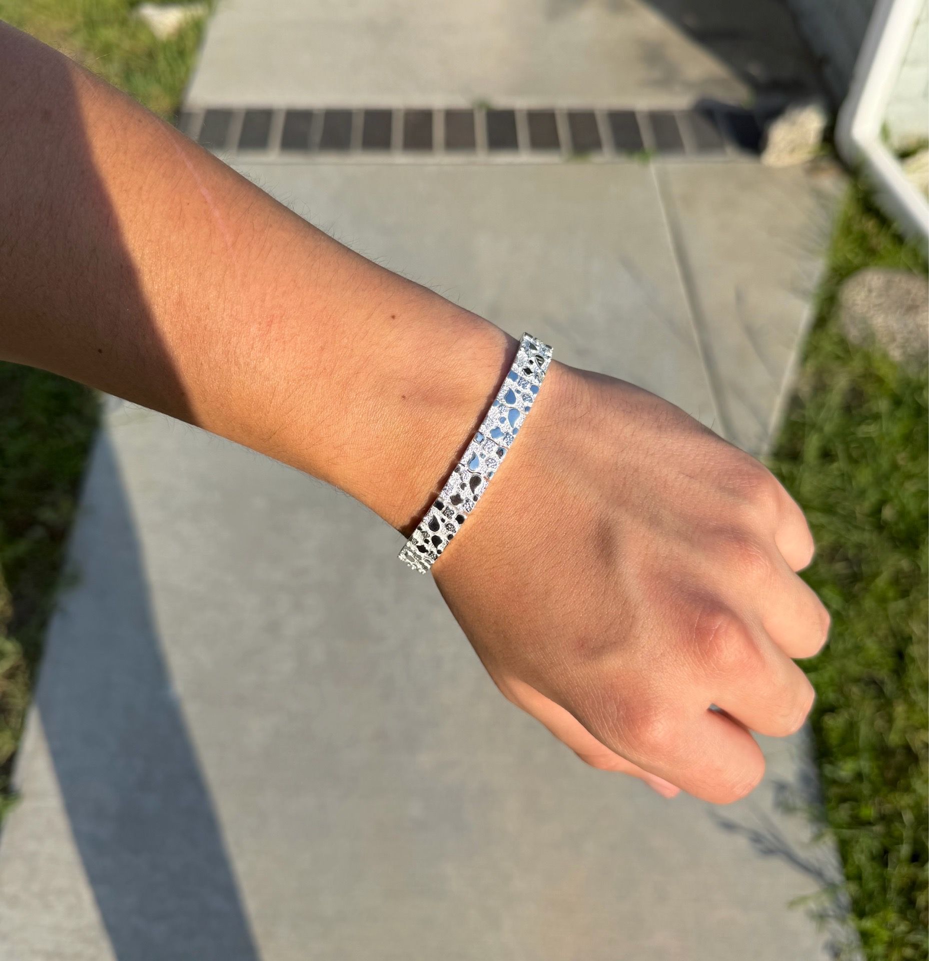 Silver nugget bracelet