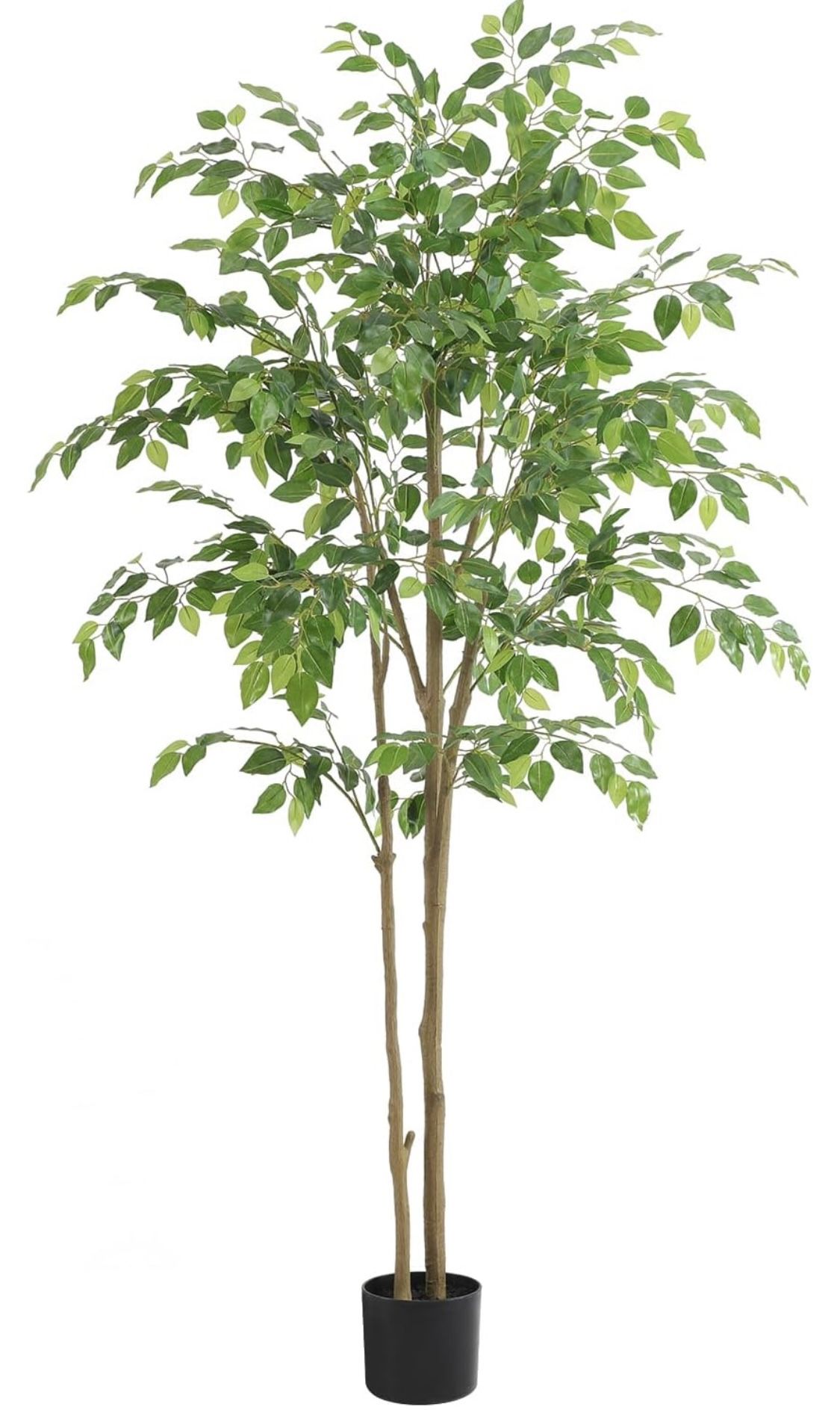 Tall Faux Ficus Tree - 5ft(60in) with Realistic Trunk and Smooth and Shiny Leaves.