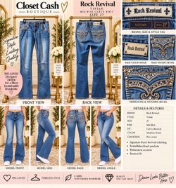 Rock Revival Vivian Mid-Rise Curvy Bootcut Jeans Size 27