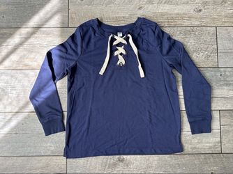 Old Navy Navy Blue Lace-Up Long Sleeve Top size M