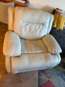 Cream Power Leather Recliner Chairs