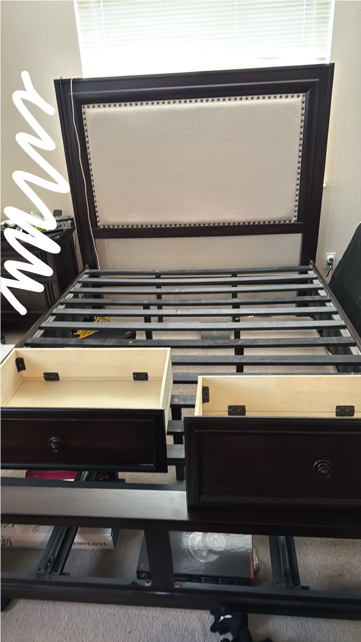 Wooden Bed Frame with Functional Drawers (mattress NOT included) - Fits Queen