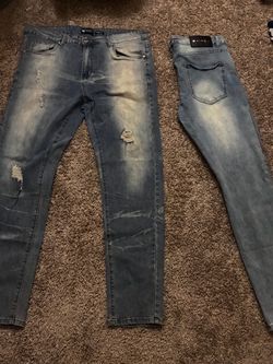 Two Pairs of Slim Fit Distressed Jeans