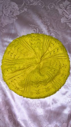 Yellow Knit Beret Hat