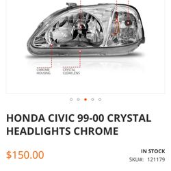 Anzo Honda Civic 99-00 Crystal Headlights Chrome 