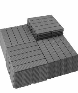 New-54 PCS Plastic Interlocking Patio Deck Tiles - 12" x 12" Anti-Slip Waterproof Outdoor Flooring Decor, Floor Decking for Balcony, Backyard, Garden 