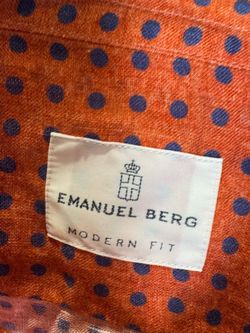 Emanuel Berg Modern Fit Linen Polka Dot Shirt
