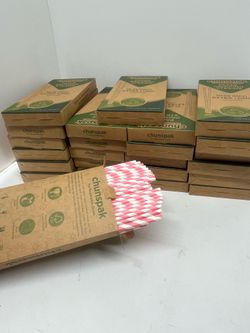 Extra Long Paper Straws 10 Inch - Pink 2,400 straws/popotes