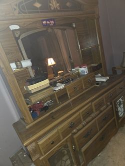 Antique Tripple Dresser Country Oak