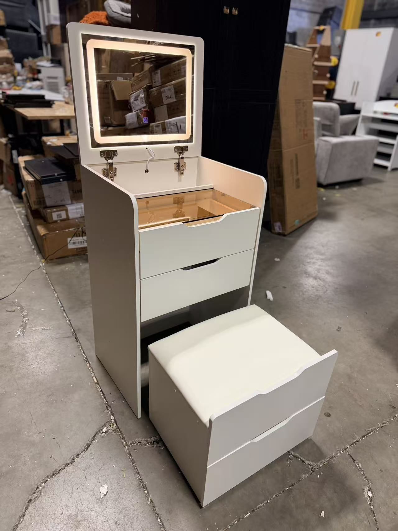 3-in-1 Vanity Set 23.6" Desk with Flip Mirror, 3 Drawers, Makeup Table White $100 