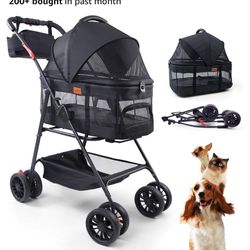 Pet Stroller for Small Dogs Cats with Wheels, Detachable Carrier, Max Load 33 lbs, Easy Folding, Compact Portable, Dog Carriage Stroller Car Seat 3 in